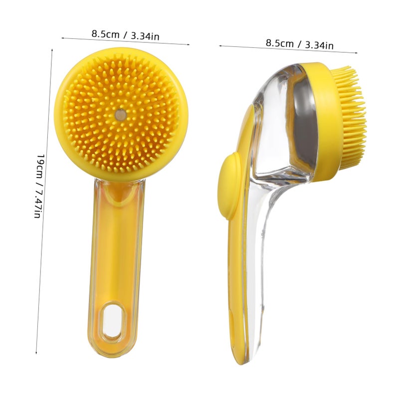 Long Handle Pet Bath Brush With Shampoo Dispenser For Dog Cat Grooming Massage - Image 3