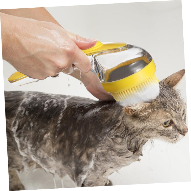 Long Handle Pet Bath Brush With Shampoo Dispenser For Dog Cat Grooming Massage - Image 5