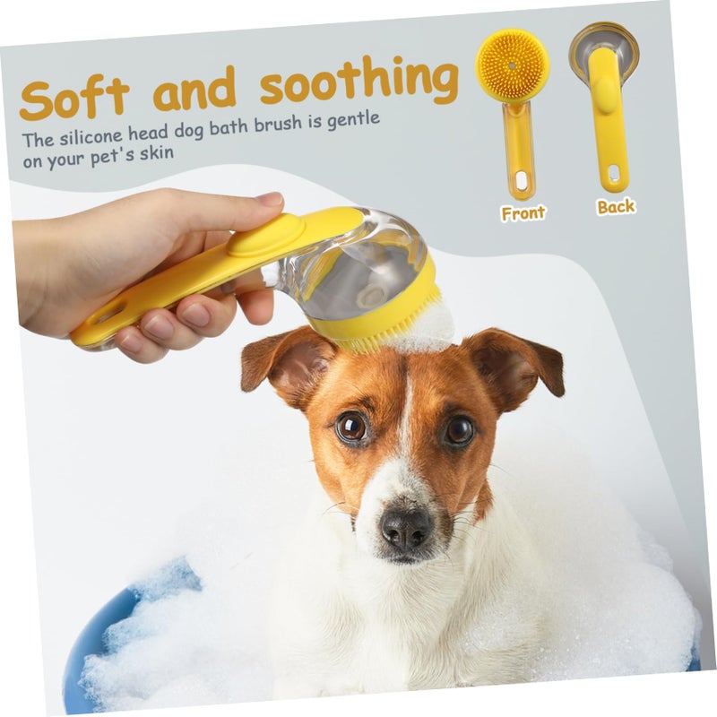 Long Handle Pet Bath Brush With Shampoo Dispenser For Dog Cat Grooming Massage - Image 4