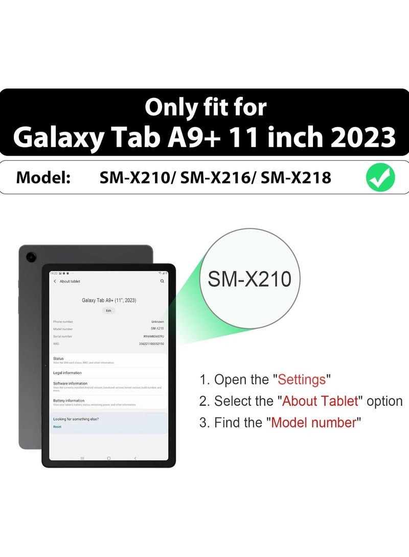 إلترازون Smart Case for Galaxy Tab A9 Plus/A9+ 5g 11 Inch 2023 SM-X210 SM-X215 SM-X216 SM-X218, Slim Stand Hard Back Shell Protective Cover Folio Case for Galaxy Tab A9 Plus 2023 -Black - Image 2