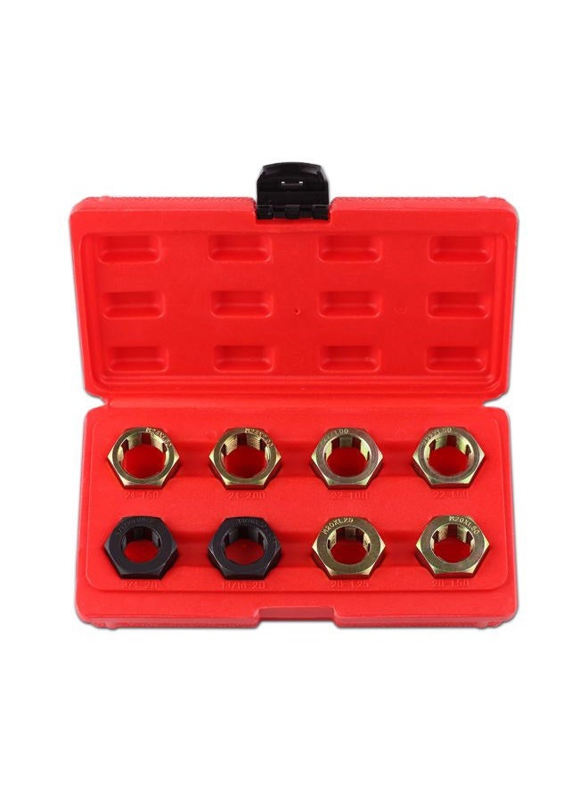 LEONTOOL 8 PCS Axle Spindle Thread Chaser Set, Thread Repair Kit High-Strength Thread Restorer Tool, Axle Spindle Fractional Cleaning and Rethreading Set Metric M20 M22 M24 & UNEF 13/16" 3/4" - Image 1