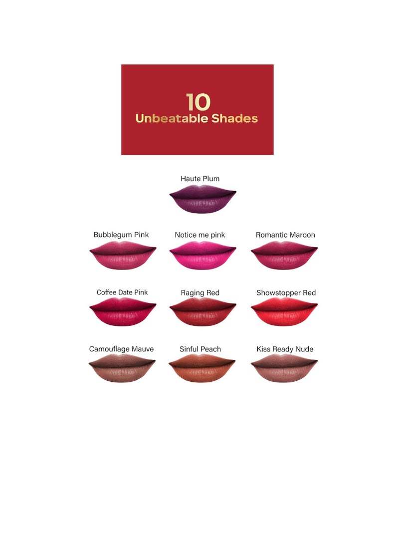 Faces Canada - Long Stay 3 in 1 Matte Lipstick  Bubblegum Pink 04 2g  8HR Longstay  Transfer Proof Moisturizing  Chamomile and  Shea Butter  Primer Infused  Lightweight   Intense Color Payoff - Image 1