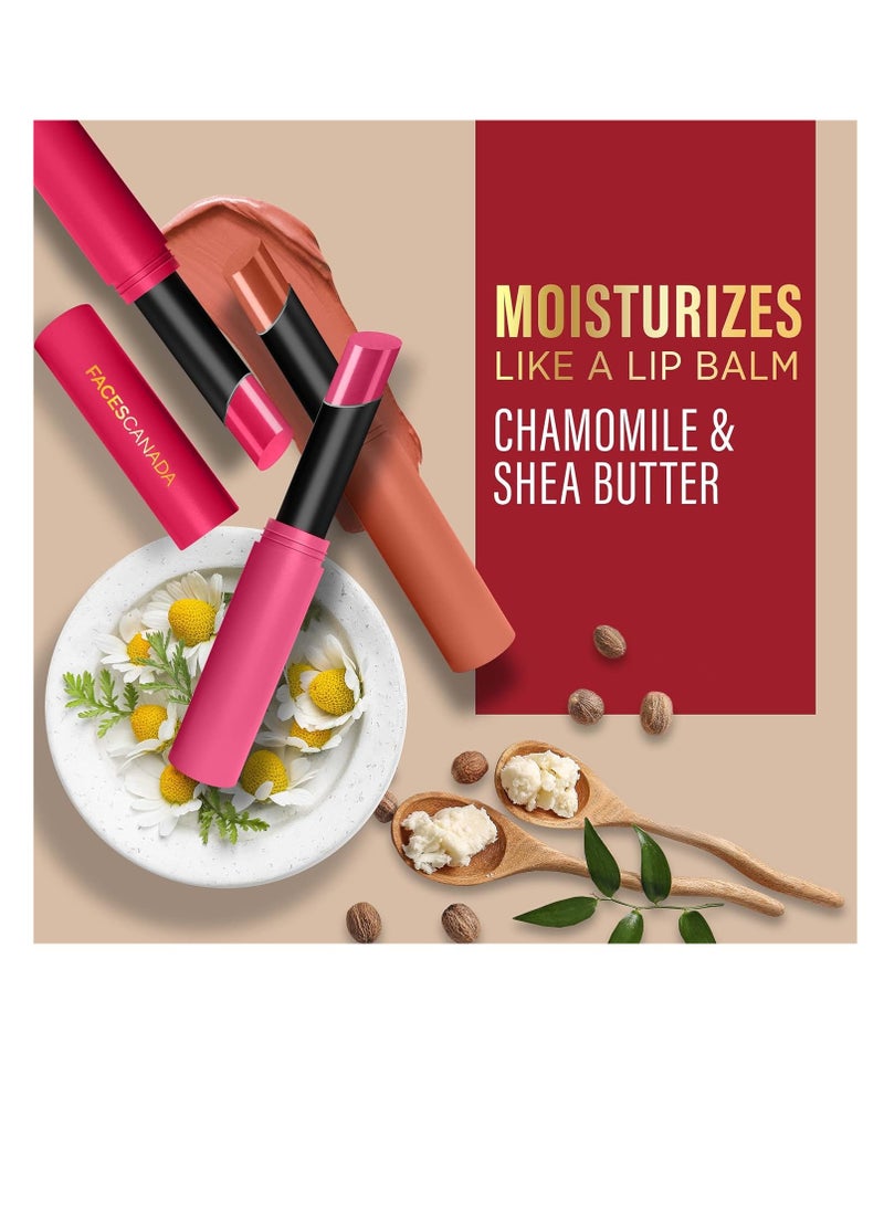 Faces Canada - Long Stay 3 in 1 Matte Lipstick  Bubblegum Pink 04 2g  8HR Longstay  Transfer Proof Moisturizing  Chamomile and  Shea Butter  Primer Infused  Lightweight   Intense Color Payoff - Image 1