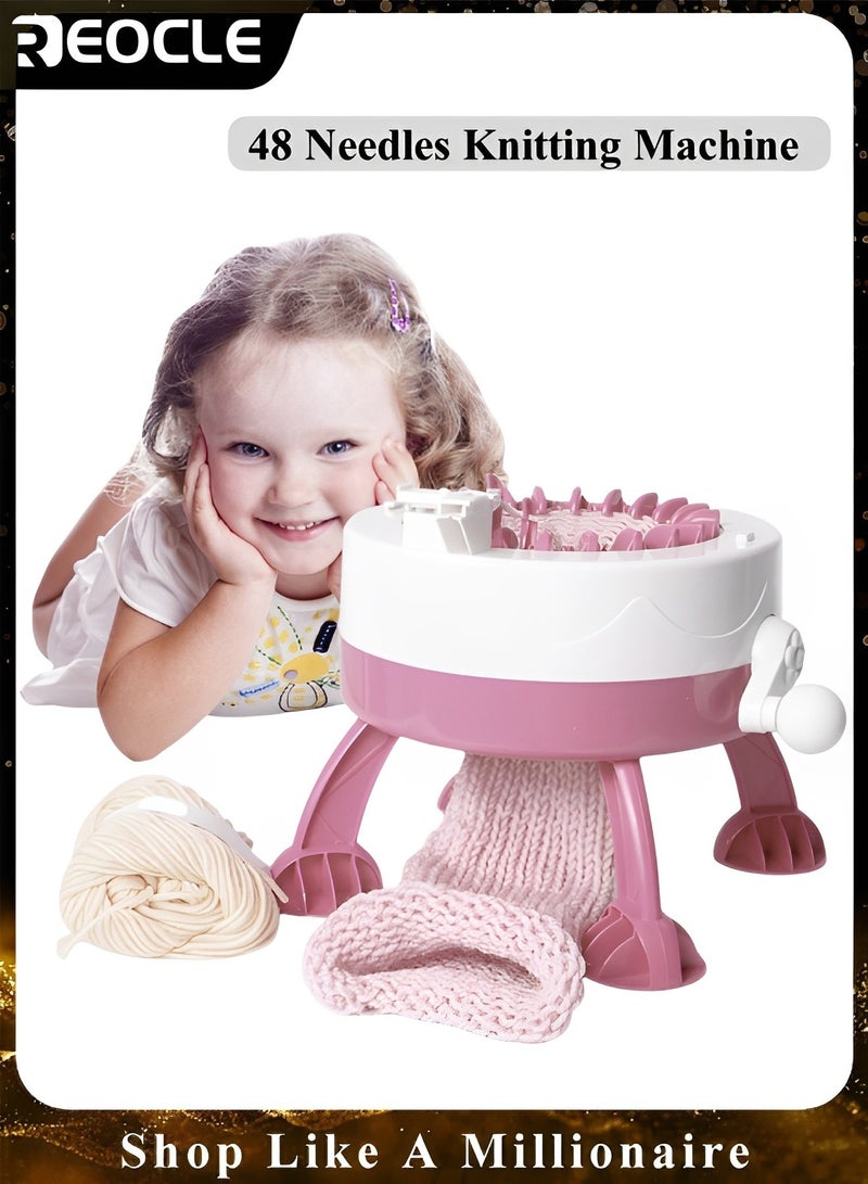 REOCLE Knitting Machine 48 Needles Smart Weaving Loom Round Spinning Crochet Knitting Machines Automatic Circular Weaving Spinning Knitting Loom Machine Kit for Hat & Socks & Scarves & Gloves - Image 1