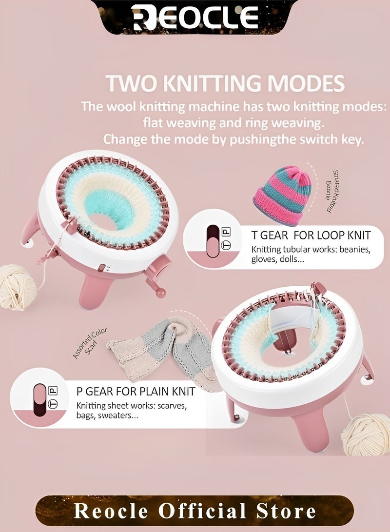 REOCLE Knitting Machine 48 Needles Smart Weaving Loom Round Spinning Crochet Knitting Machines Automatic Circular Weaving Spinning Knitting Loom Machine Kit for Hat & Socks & Scarves & Gloves - Image 2