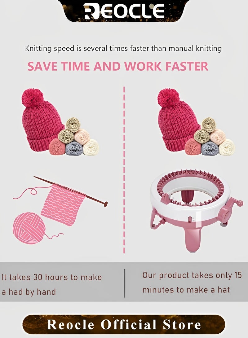 REOCLE Knitting Machine 48 Needles Smart Weaving Loom Round Spinning Crochet Knitting Machines Automatic Circular Weaving Spinning Knitting Loom Machine Kit for Hat & Socks & Scarves & Gloves - Image 3