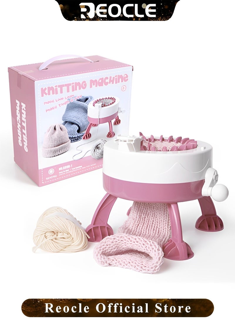 Knitting Machine 48 Needles Smart Weaving Loom Round Spinning Crochet Knitting Machines Automatic Circular Weaving Spinning Knitting Loom Machine Kit for Hat & Socks & Scarves & Gloves