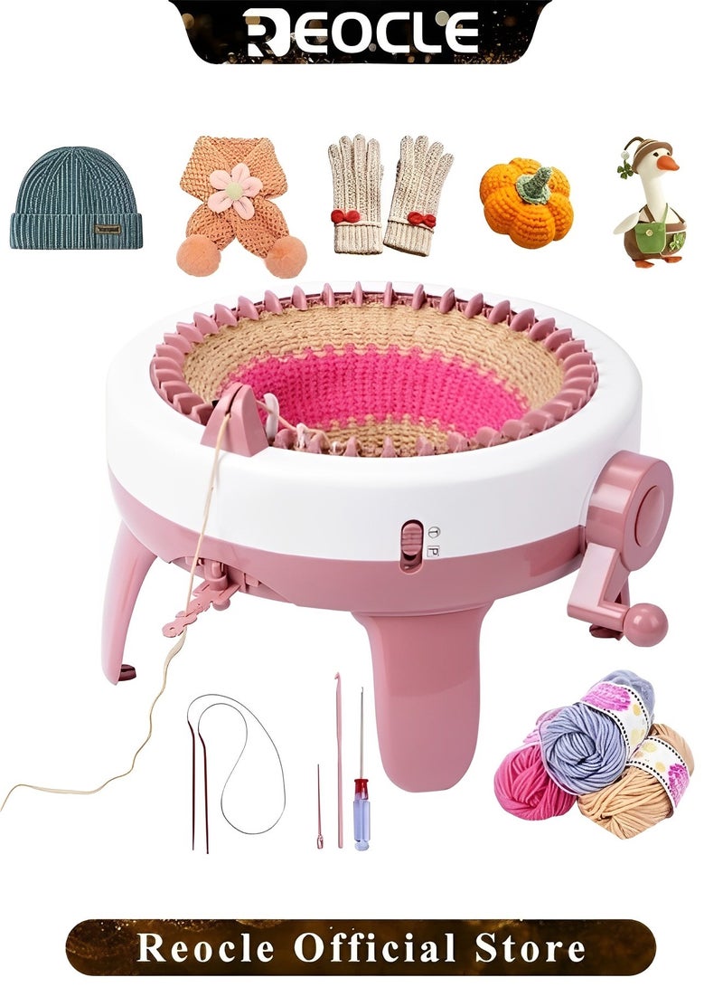 REOCLE Knitting Machine 48 Needles Smart Weaving Loom Round Spinning Crochet Knitting Machines Automatic Circular Weaving Spinning Knitting Loom Machine Kit for Hat & Socks & Scarves & Gloves - Image 4