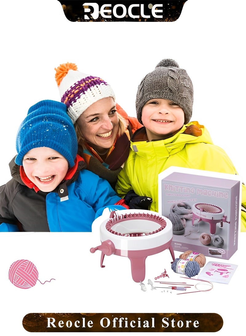 Knitting Machine 48 Needles Smart Weaving Loom Round Spinning Crochet Knitting Machines Automatic Circular Weaving Spinning Knitting Loom Machine Kit for Hat & Socks & Scarves & Gloves