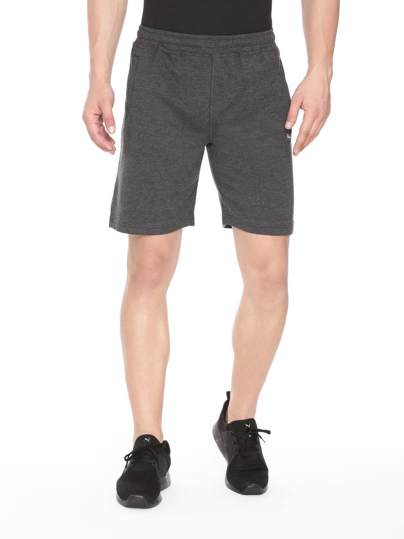 Pepe Jeans Athleisure Men Knit Cotton Stretch Shorts | Breathable Cotton Jersey, Gym and Casual Wear | with Drawstring and Zip Pocket in Black Melange - S - Image 1