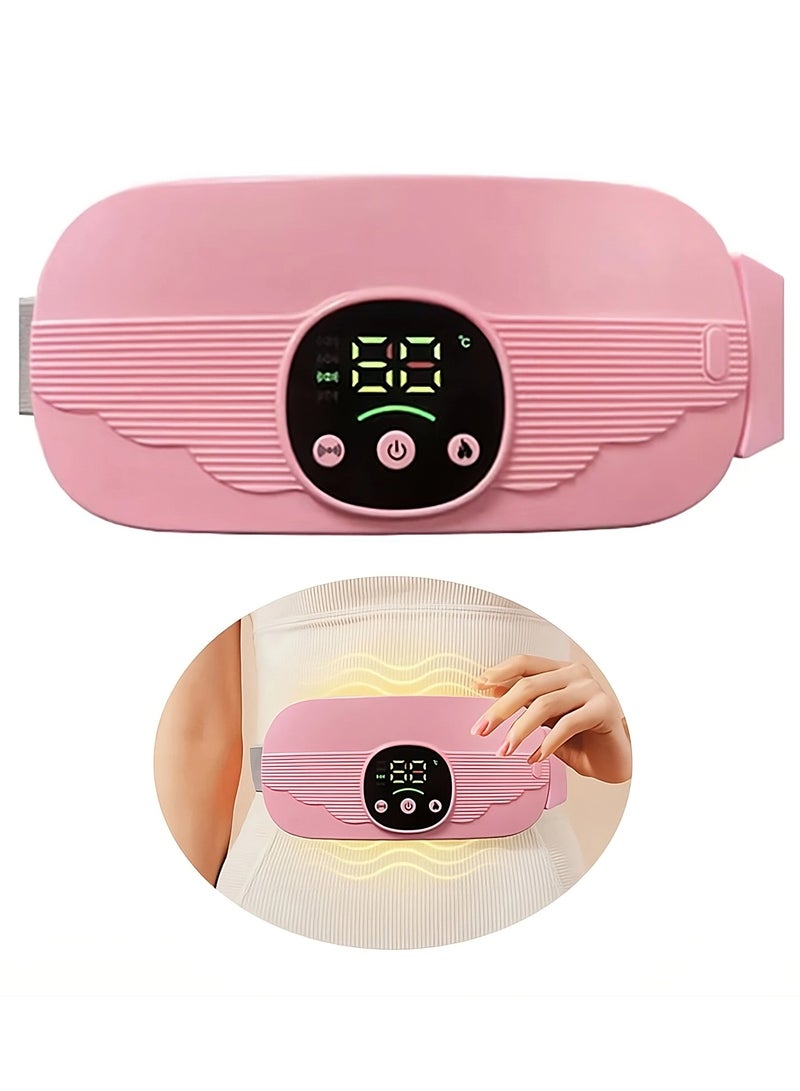 Houmt Electric Smart Menstrual Heating Pad – 4 Heat & Massage Levels Fast 3s Heating Cordless Rechargeable Abdominal Massager with Soft Adjustable Belt for Cramps Relief - Image 1