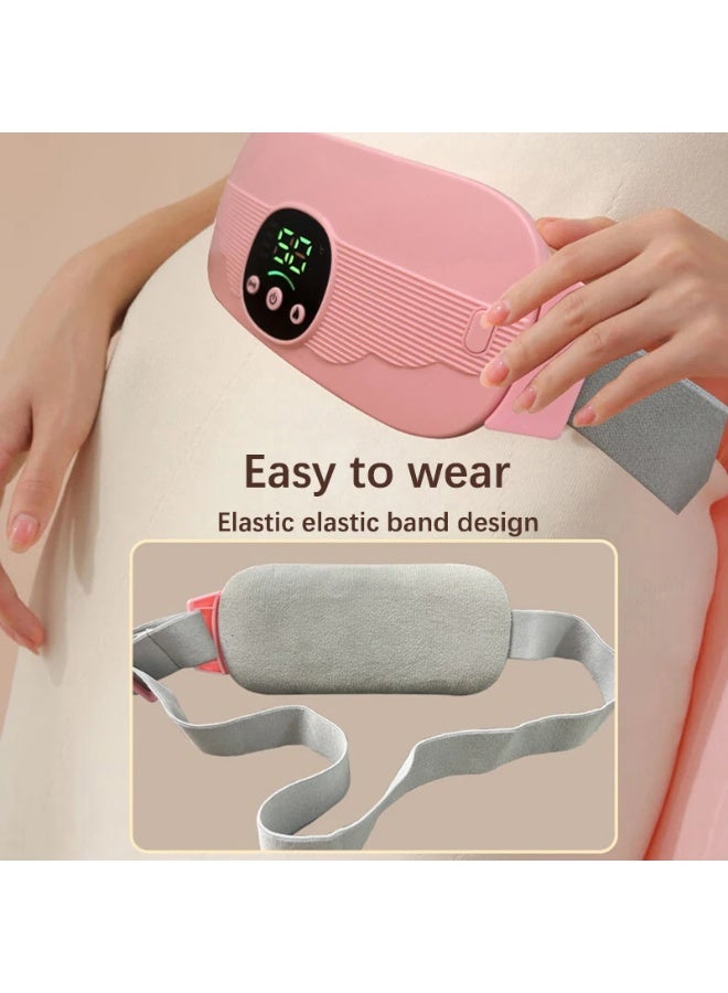 Houmt Electric Smart Menstrual Heating Pad – 4 Heat & Massage Levels Fast 3s Heating Cordless Rechargeable Abdominal Massager with Soft Adjustable Belt for Cramps Relief - Image 2