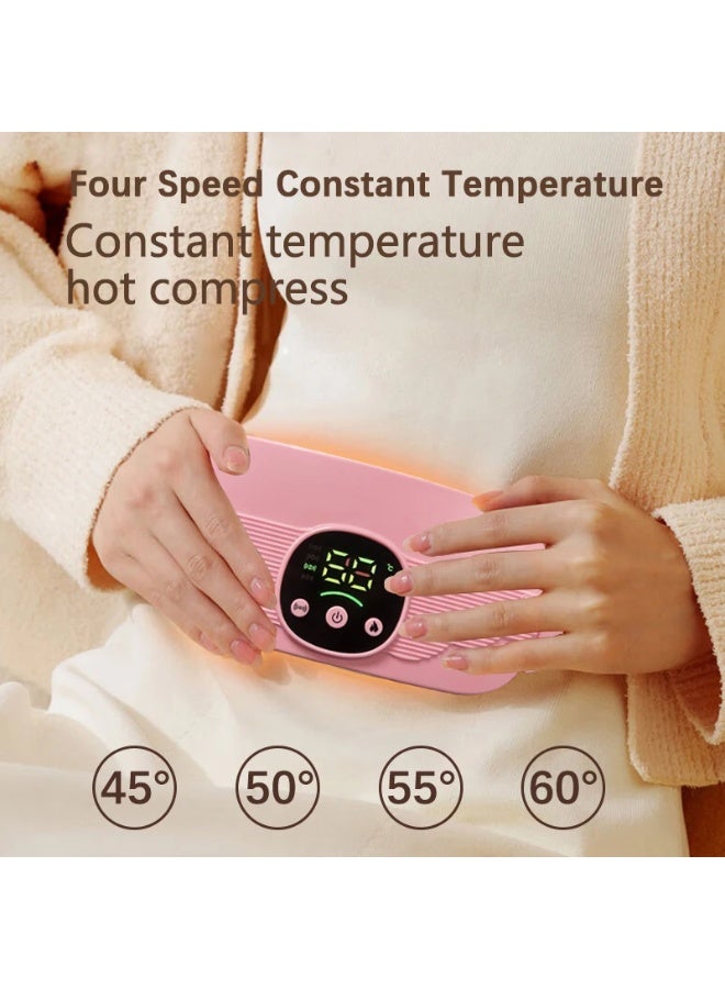 Houmt Electric Smart Menstrual Heating Pad – 4 Heat & Massage Levels Fast 3s Heating Cordless Rechargeable Abdominal Massager with Soft Adjustable Belt for Cramps Relief - Image 3