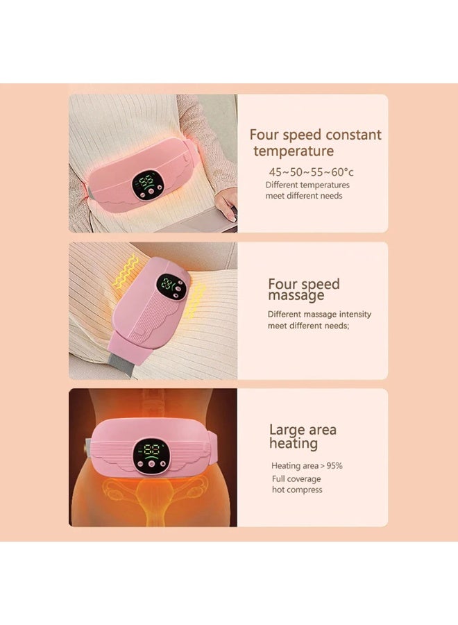 Houmt Electric Smart Menstrual Heating Pad – 4 Heat & Massage Levels Fast 3s Heating Cordless Rechargeable Abdominal Massager with Soft Adjustable Belt for Cramps Relief - Image 5