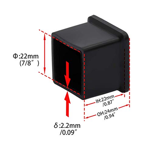 Flyshop 8Pcs Patio Chair Leg Caps Non-Scratch PVC Chair Leg Floor Protectors Square Furniture Table Covers, 7/8" x 7/8", 22 x 22mm - Image 3