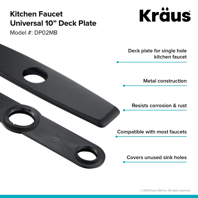 KRAUS Deck Plate for Kitchen Faucet in Matte Black  DP02MB - Image 2