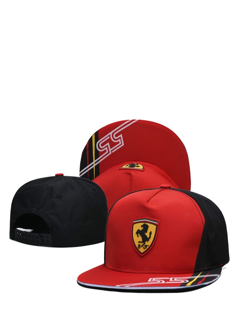 Ferrari قبعة سباق فيراري F1 فريق الألوان - بلوك مسطح - حافة