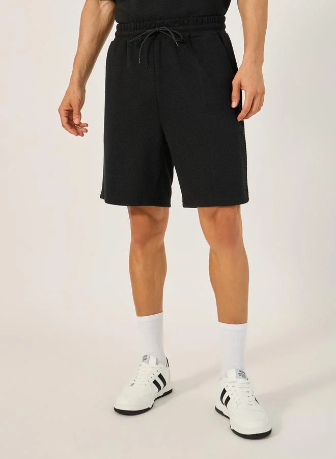 Styli Textured Relaxed Fit Polo T-Shirt and Shorts Co-Ords