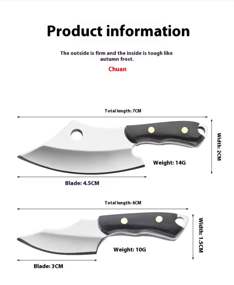Damascus Steel Mini Cleaver: High Hardness Wear Resistance, Heat Treated for Enhanced Durability, Compact Portable Knife - Multi-purpose EDC Tool with Black Leather Case for Everyday Carry Outdoor Use - Image 3
