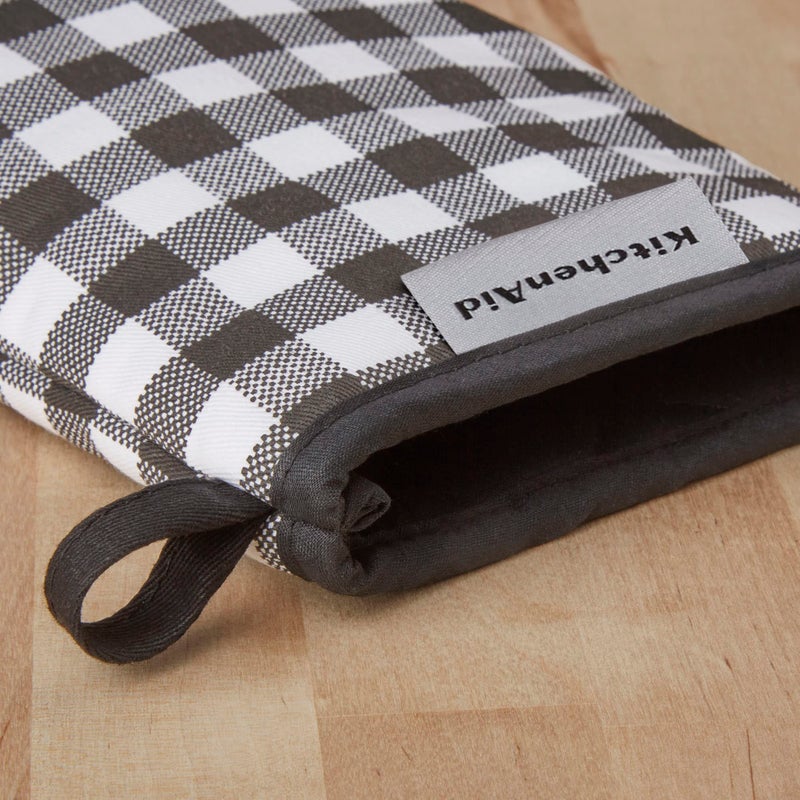 KITCHENAID Gingham Mini Oven Mitt 2-Pack Set, Matte Black, 5.5"x8" - Image 3
