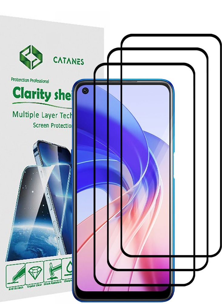 CATANES 3 Pack For Oppo A55 Screen Protector Tempered Glass Full Glue Back - Image 1