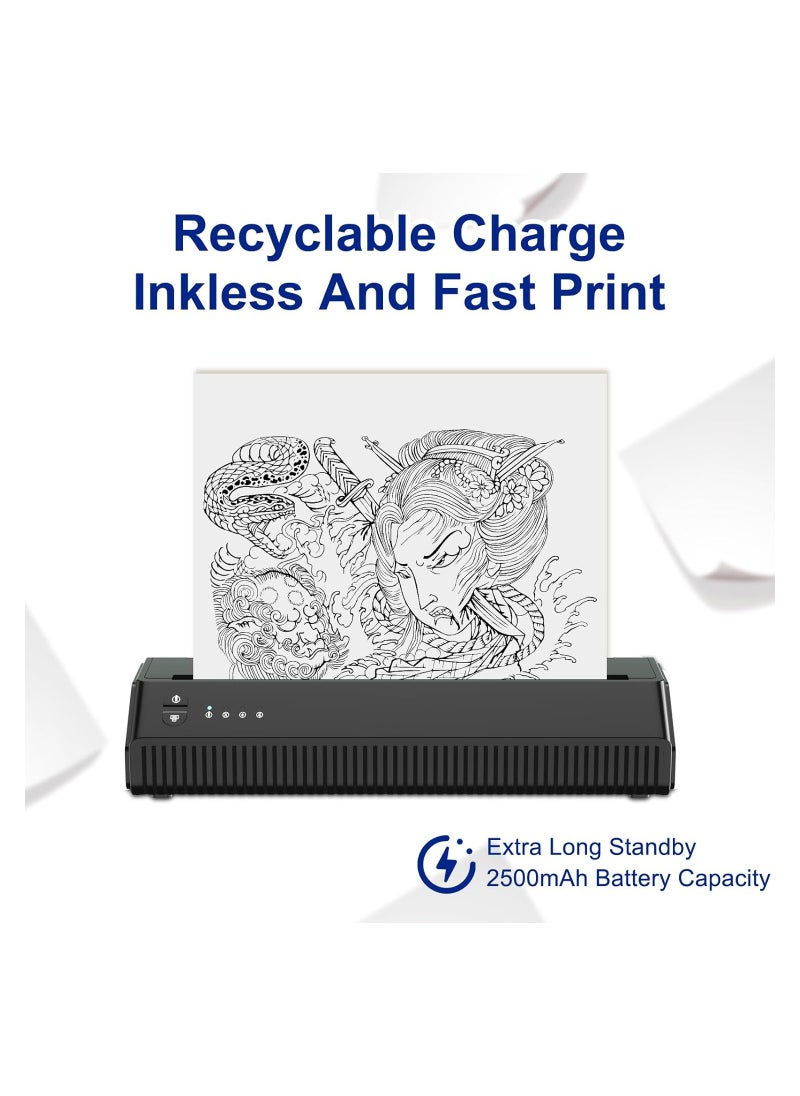 Generic - Bluetooth Tattoo Stencil Printer - Portable Wireless Thermal Transfer Printer with 2500mAh Battery, Compatible with iOS, Android, Phone, Pad, and Laptop for Easy Tattooing. - Image 1