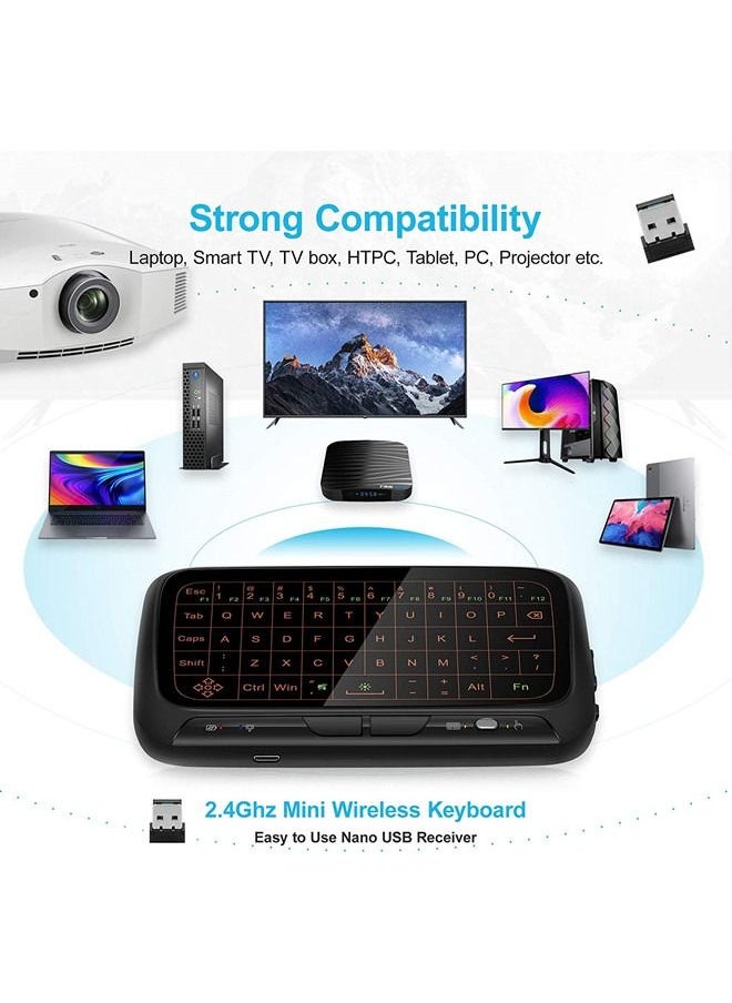 ISank - 2.4Ghz Mini Wireless Keyboard Touchpad Combo with 3 Level Backlit Rechargeable Full Screen Remote Control for Android TV Box, Projector, IPTV, HTPC, PC, Laptop - Image 1