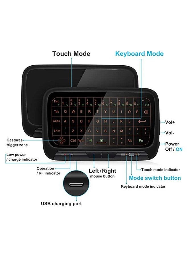 ISank - 2.4Ghz Mini Wireless Keyboard Touchpad Combo with 3 Level Backlit Rechargeable Full Screen Remote Control for Android TV Box, Projector, IPTV, HTPC, PC, Laptop - Image 1