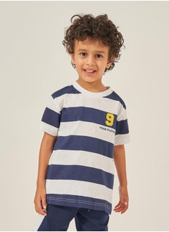 Styli Striped Round Neck T-Shirt and Shorts Set  - Image 2