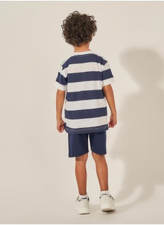 Styli Striped Round Neck T-Shirt and Shorts Set  - Image 5
