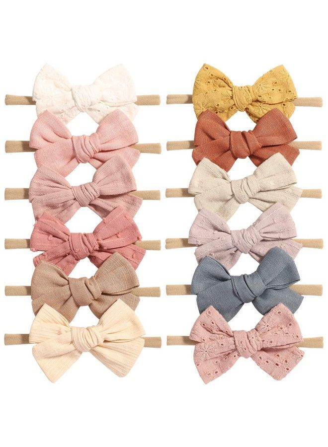 jollybows 12 قطع رباط شعر للبنات الرضع شريط رأس مرن نايلون إكسسوارات شعر للأطفال حديثي الولادة - Image 1