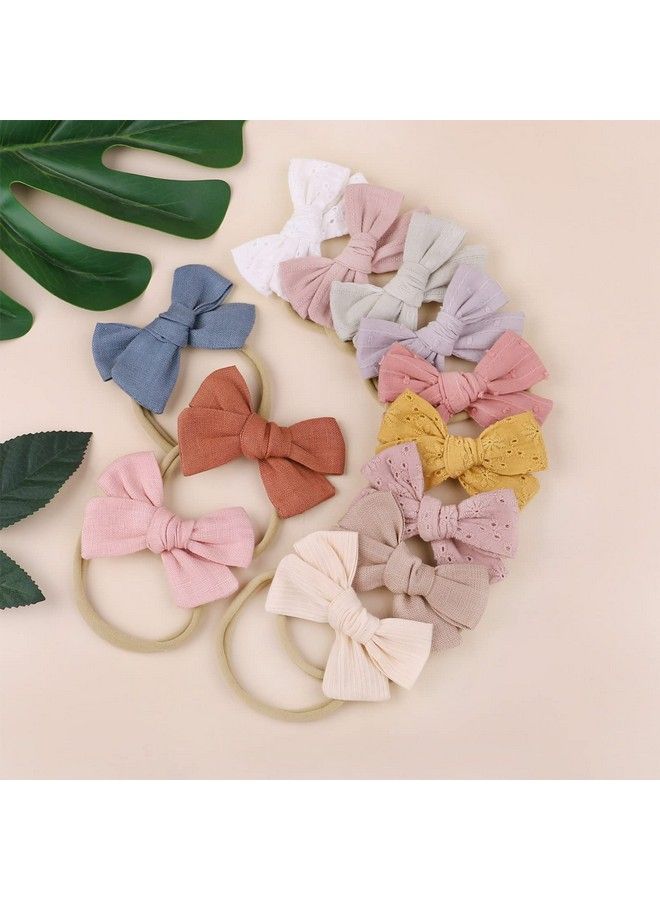 jollybows 12 قطع رباط شعر للبنات الرضع شريط رأس مرن نايلون إكسسوارات شعر للأطفال حديثي الولادة - Image 4