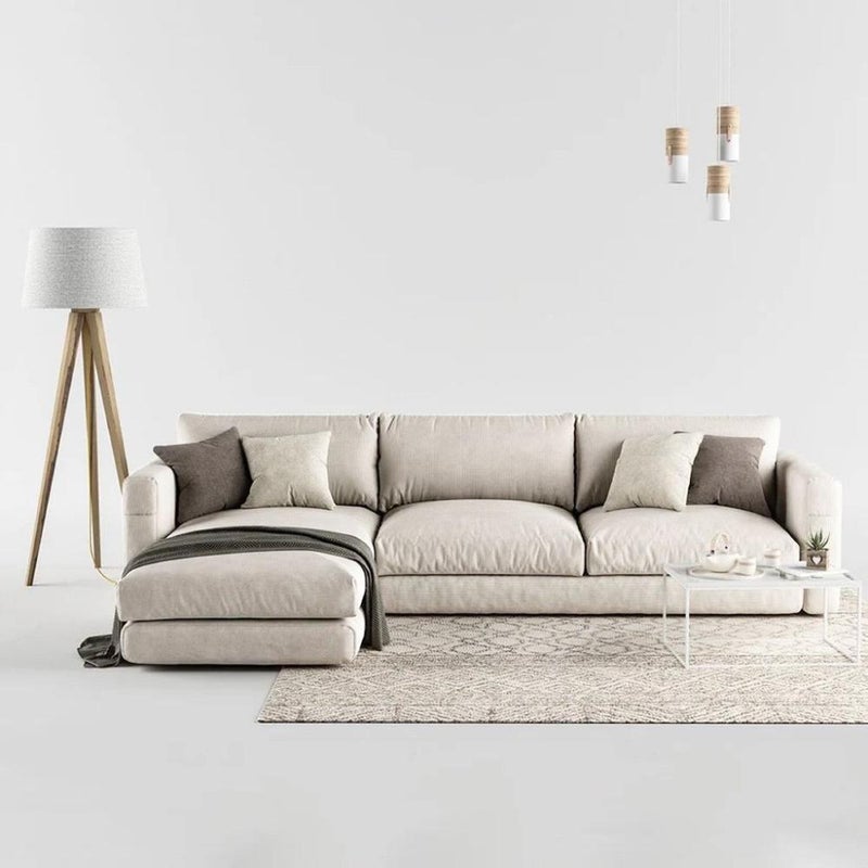 بيتك كنبة زاوية خشب سويدي و كتان - بيج - Image 2