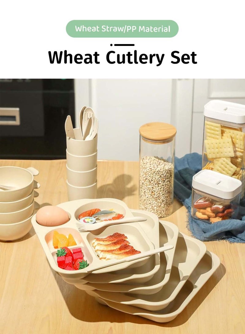 ليوكور طقم أواني طعام مكون من 24 قطعة من أدوات المائدة المصنوعة من قش القمح لأربعة أشخاص - Image 4