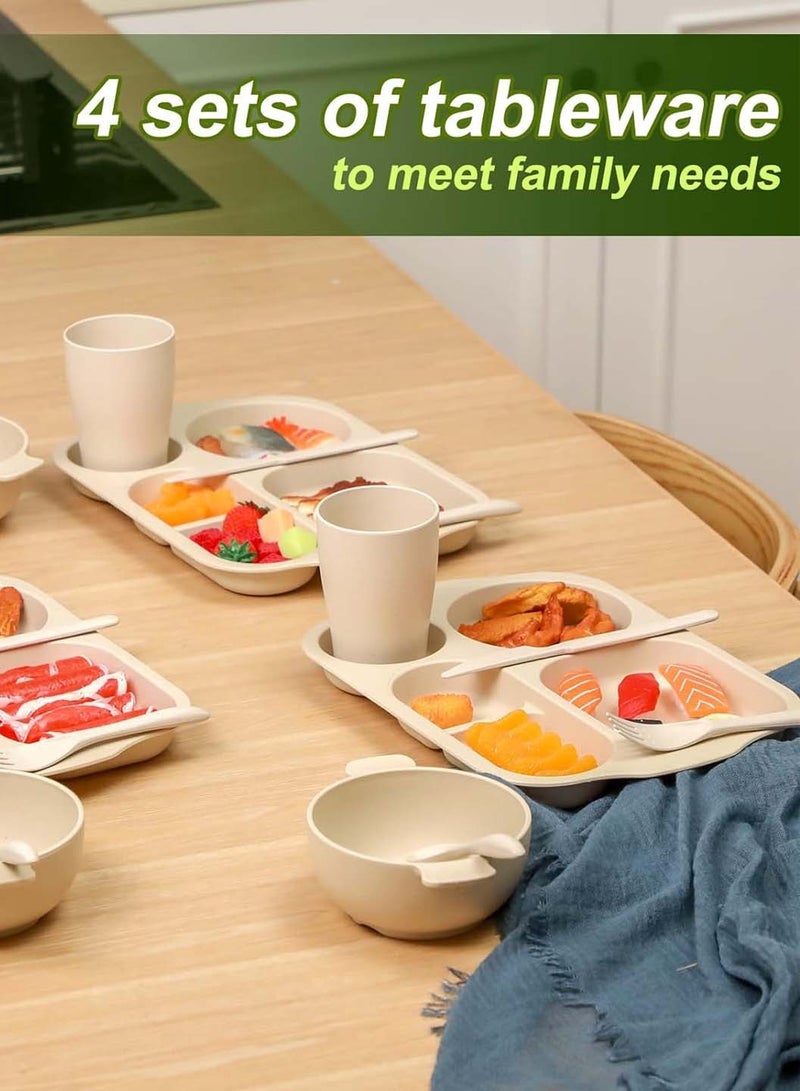 ليوكور طقم أواني طعام مكون من 24 قطعة من أدوات المائدة المصنوعة من قش القمح لأربعة أشخاص - Image 3