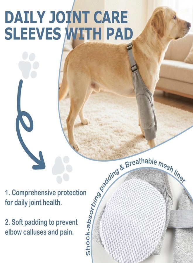 Hi Sprout Dog Elbow Recovery Sleeve with Protector Pads for Senior Dogs & Post-Surgery Front Legs, Anti-Licking Brace & Wound Care Support, Updated with Adjustable Shoulder Straps(Grey Set, XL) - Image 2