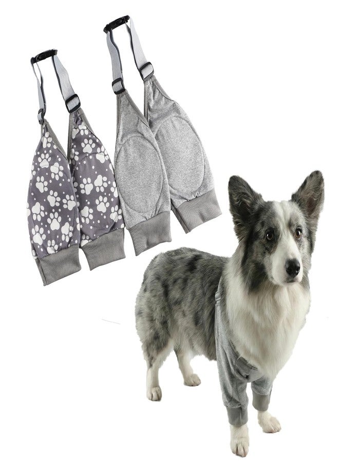 Hi Sprout Dog Elbow Recovery Sleeve with Protector Pads for Senior Dogs & Post-Surgery Front Legs, Anti-Licking Brace & Wound Care Support, Updated with Adjustable Shoulder Straps(Grey Set, XL) - Image 1
