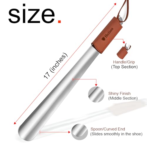 Helios® Shoe Horn Long Handle Steel |Shoe Horn for Men|Women|Kids|Stainless‑Steel Shoe Horn – Heavy Duty & Durable (17 inch) - Image 4