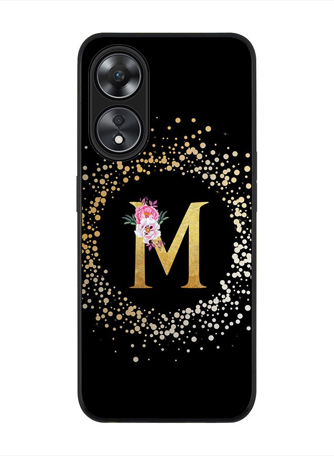 Stylizedd Cover for Oppo A78 5G /Oppo A58 5G Case , Rugged Black Slim fit Phone Cases - Custom Monogram Initial Letter Floral Pattern Alphabet -M (Black)  - Image 1