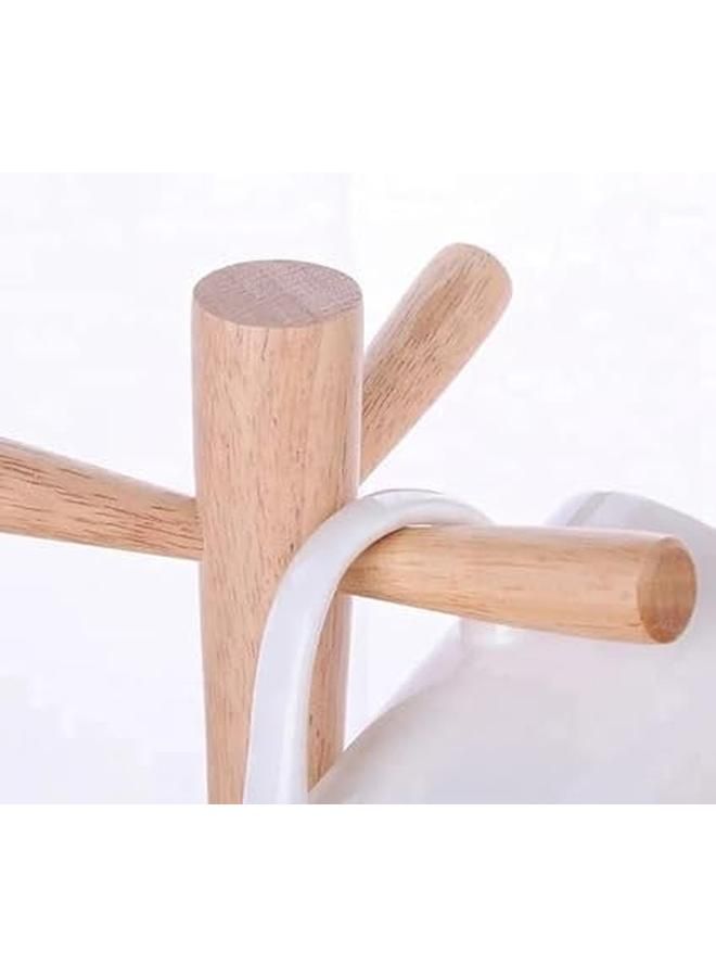Tree Oval Mug Holder Removable Wood Coffee Cup Holder with 6 Hooks - Image 4