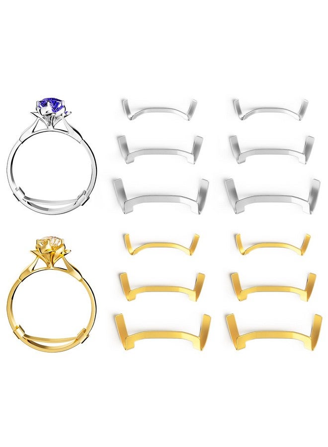 ELETIUO Filled Metal Ring Guard Set for Loose Rings,12 Pack 3 Sizes for Different Band Widths,Invisible Ring Size Adjuster Tightener Spacer Fitter for Any Ring Size,Golden+Silver Color - Image 1