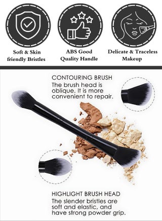 Double-ended makeup brush for applying foundation on one side and contouring on the other - T09 and face makeup - view 2