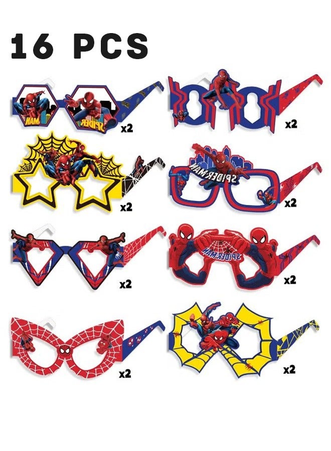 16 Packs Party Paper Glasses, Funny Spider Paper Glasses, Spider Fancy Dress Props for Fun Themed Kids Party, Favors Spider Party Supplies, Spider Themed Party Decoration - Image 1