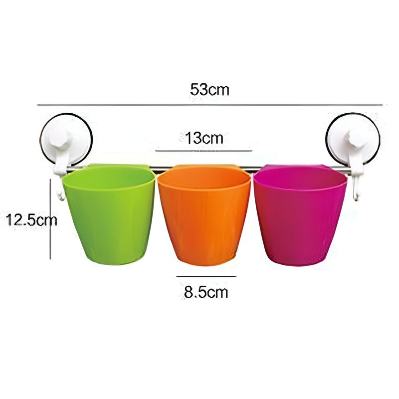 Storia STORIA Wall Mount Plastic 3 Cups Toothbrush Stands for Bathroom Cosmetic Stand Holder with 3 Slots for Keeping Toothpaste, Comb, Cream, Lotion - Image 5