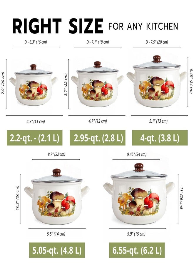 قدر شوربة من الألومنيوم المطلي بالمينا، قدر طهي عميق للفطر مع غطاء زجاجي، أدوات طهي للتخييم مطلية بالمينا، قدر طهي للتخييم (4 كوارت (3.8 لتر)) - Image 3