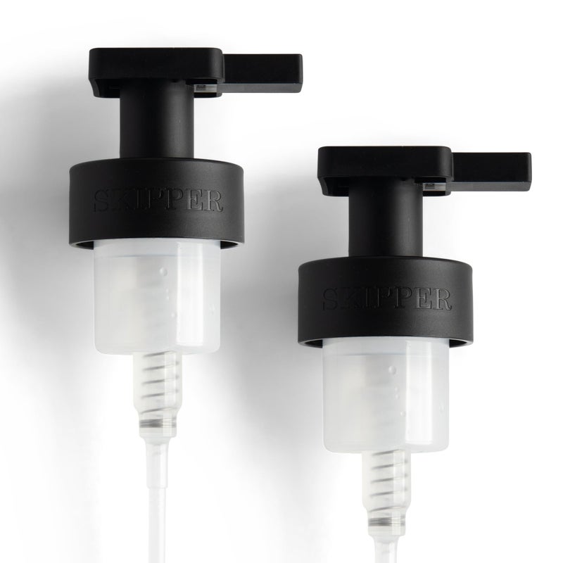 Tirtyl Skipper Foaming Replacement Pump Set - 2 Pack - 40mm (1.57â€) Wide Rim (40/410 Neck Size) - Unique Matte Black Finish - High Rated 1.66c Foam Output for Maximum Foam