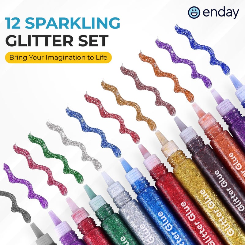 Enday Glitter Glue Pens - 12 Pack Arts & Crafts Glitter Pen, Washable & Non-Toxic, Glitter Glue Pens for Christmas Stockings & Decorating Supplies, 10.5 ML - by Enday - Image 3