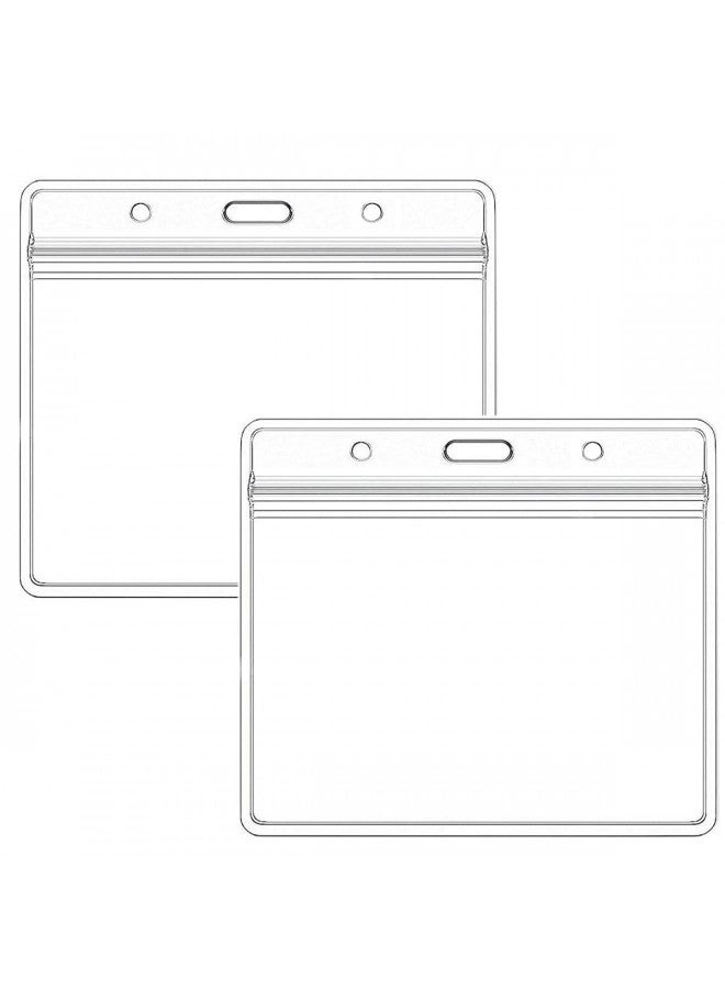 Leader Jin Extra Thick Horizontal ID Card Name Tag Badge Holder with Waterproof Type Resealable Zip (Holders, 6Packs) - Image 1