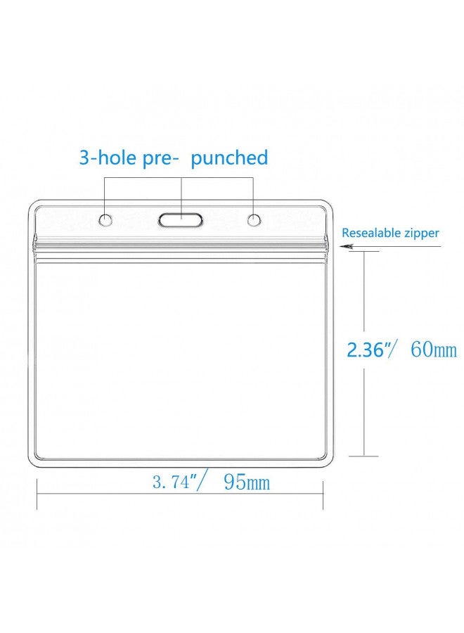 Leader Jin Extra Thick Horizontal ID Card Name Tag Badge Holder with Waterproof Type Resealable Zip (Holders, 6Packs) - Image 2