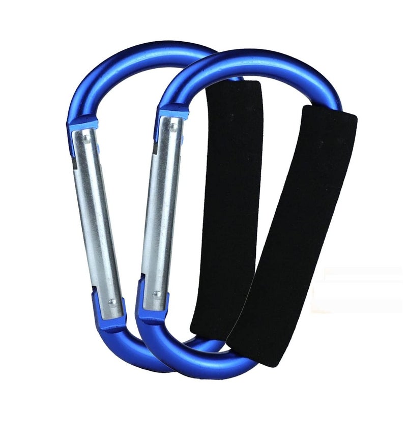 Stroller Hooks by Baby2 pcs Carabiner Stroller Hook Organizer for Hanging Purses Diaper Bag Shopping Bags Clip Fits SingleTwin Travel Systems Car Seats and Joggers Blue